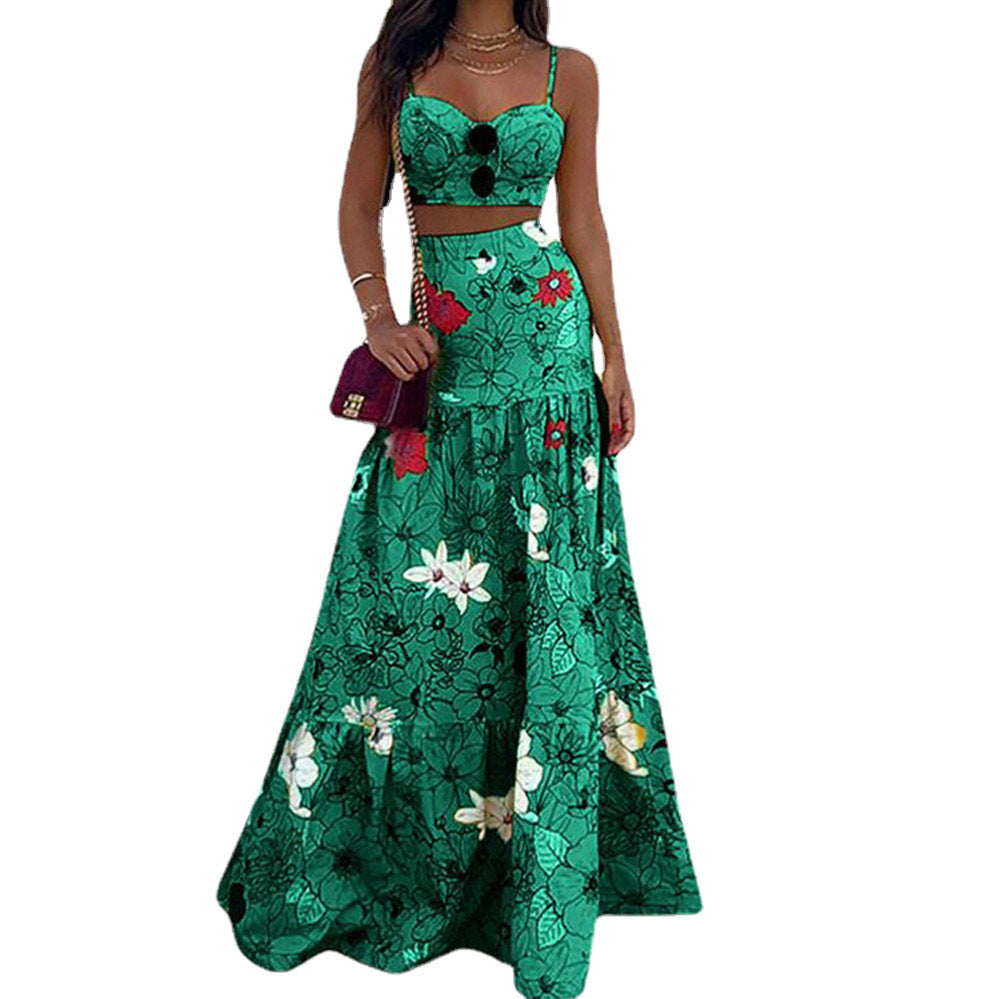 Robe maxi pour femmes avec design floral et haut bustier chic Chic und Stil