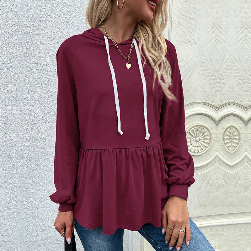 Blouse à capuche décontractée pour femmes avec coupe asymétrique et détails en volants Chic und Stil