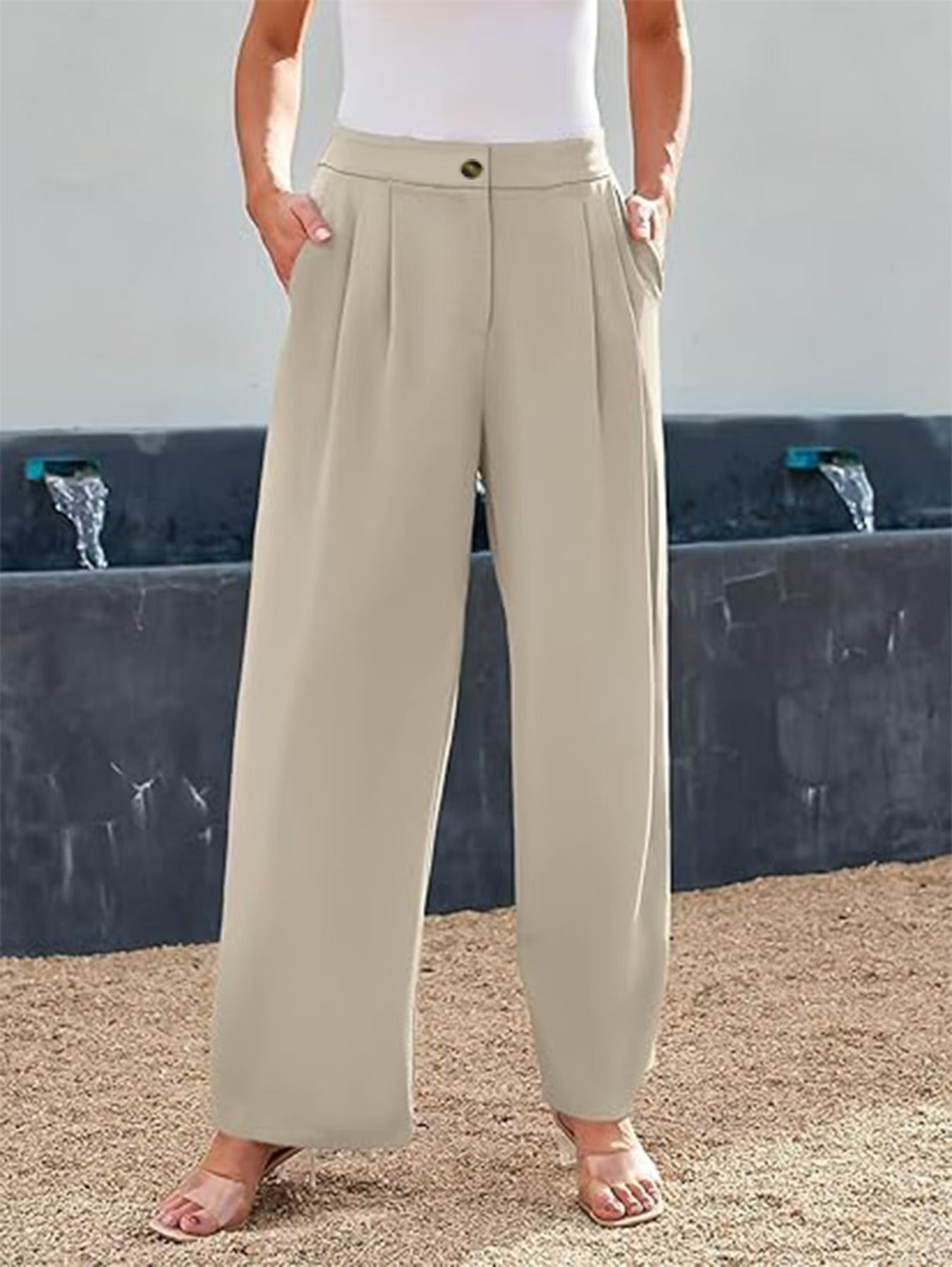 Pantalon taille haute élégant et décontracté pour femmes avec poches pratiques Chic und Stil