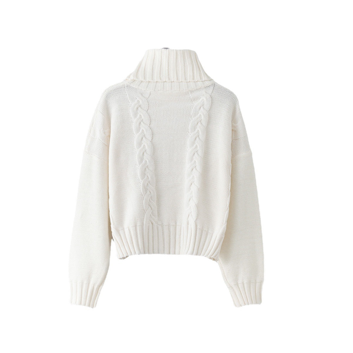 Pull en grosse maille pour femmes avec col haut et motif en torsade unique Chic und Stil