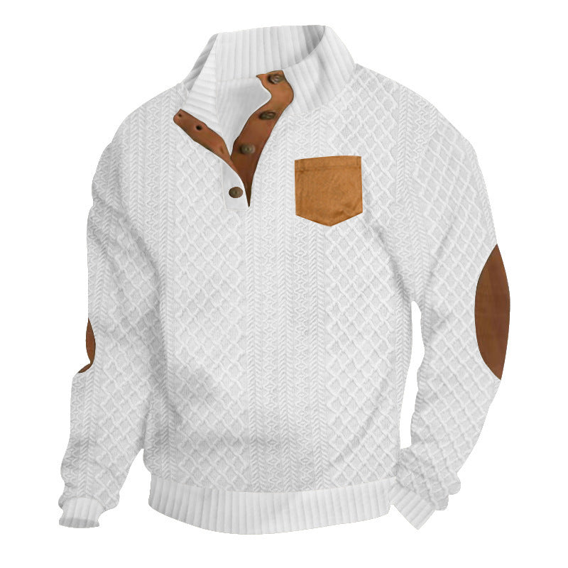 Pull en tricot pour hommes avec col montant et patte de boutonnage Chic und Stil