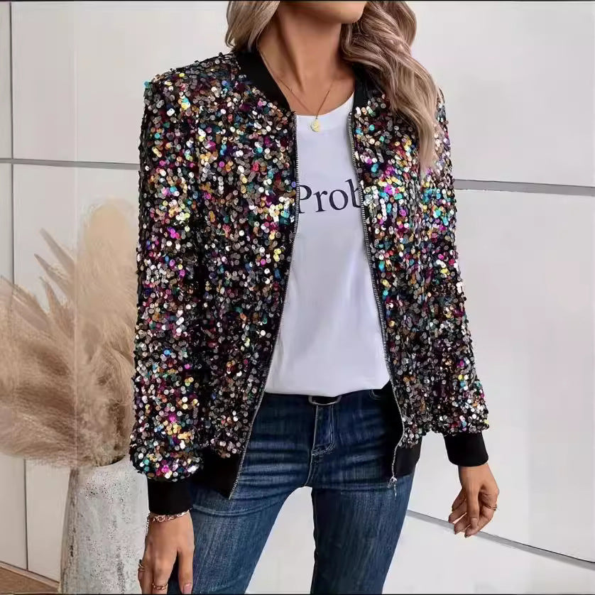 Functional shimmering bomber jacket for ladies Chic and Style