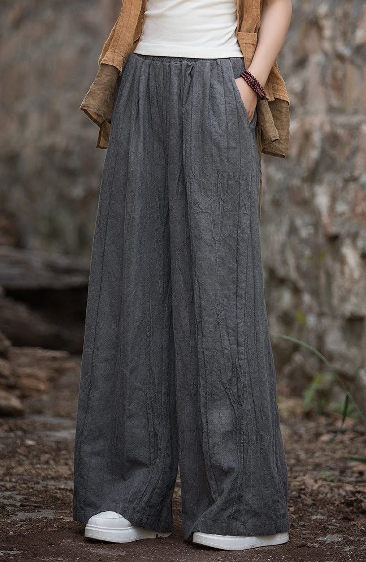 Loose linen pants for women with textured finish Chic und Stil