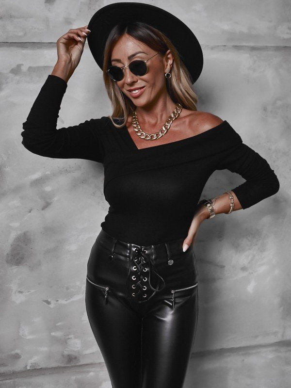 Dames Body à manches longues off-shoulder Chic und Stil