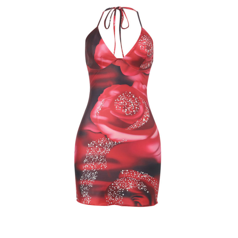Robe mini à col halter pour femmes avec détails ornés Chic und Stil