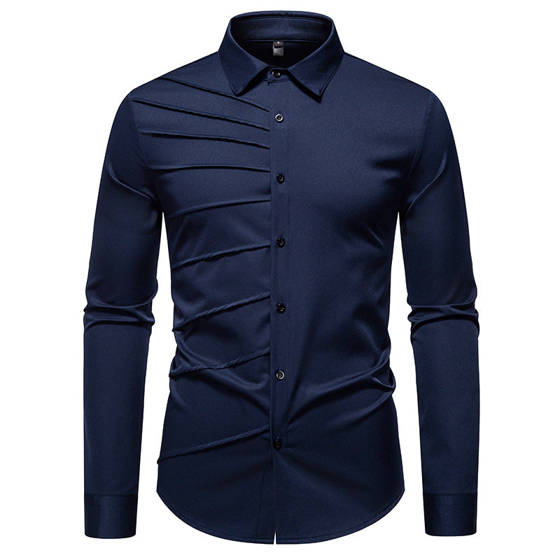 Chemise à manches longues tendance pour hommes avec un design de plis original Chic und Stil