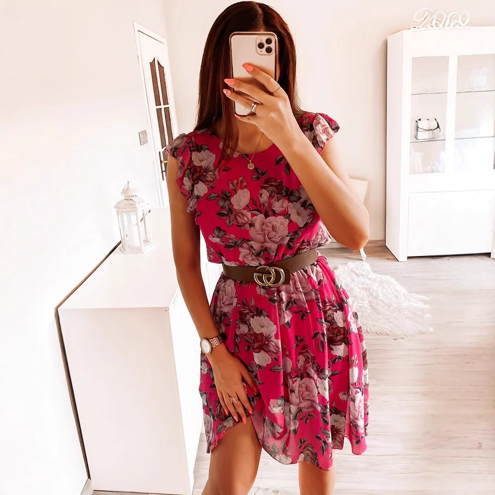 Robe Midi à Manches Cap Floral Chic und Stil