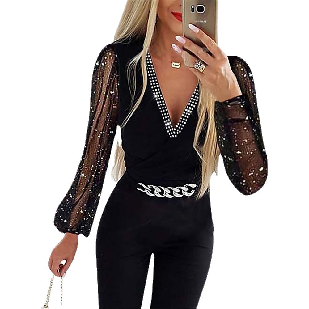 Salopette élégante pour femmes avec des manches transparentes Chic und Stil