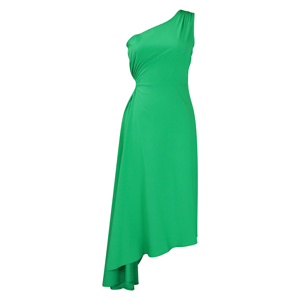 Asymmetrical evening dress for women with pleated hem Chic and Style