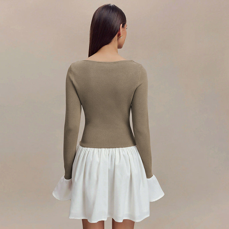 Robe féminine à la mode avec jupe contrastante Chic und Stil