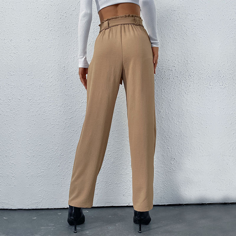 Pantalon sur mesure taille haute pour femmes avec détail nœud Chic und Stil