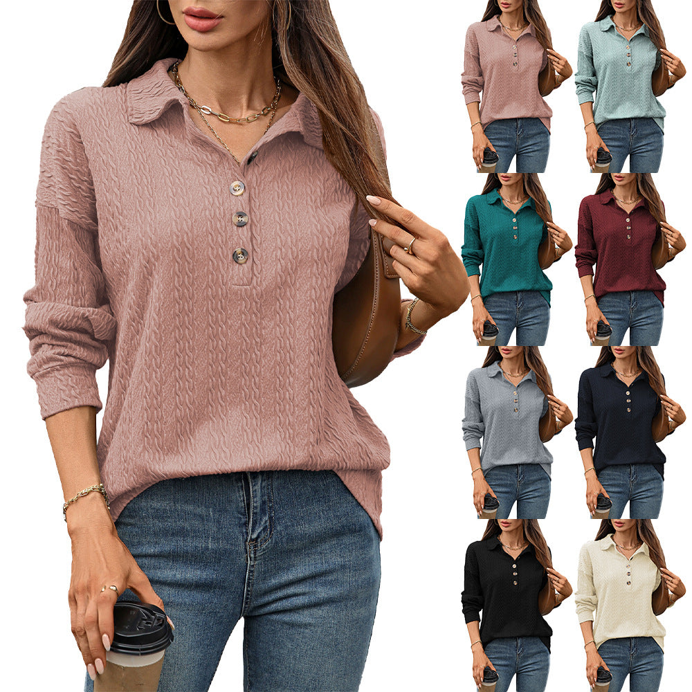 Chemise à manches longues pour femmes avec design de bouton texturé Chic und Stil