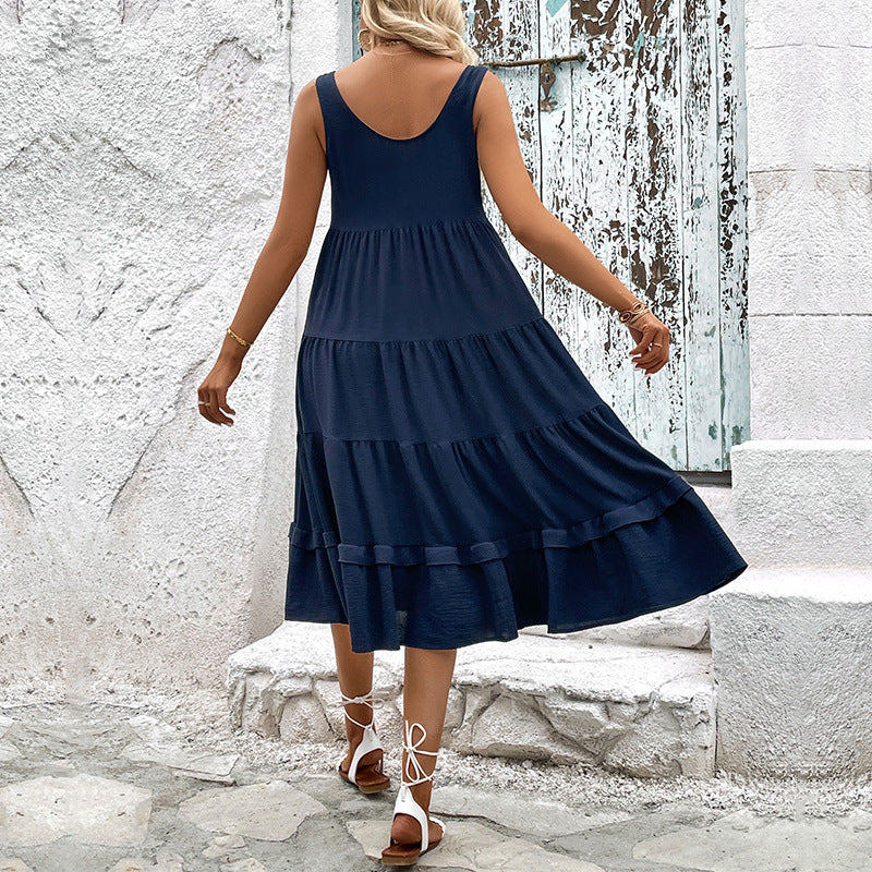 Robe à couches pour femme avec boutonnière mi-longue Chic und Stil