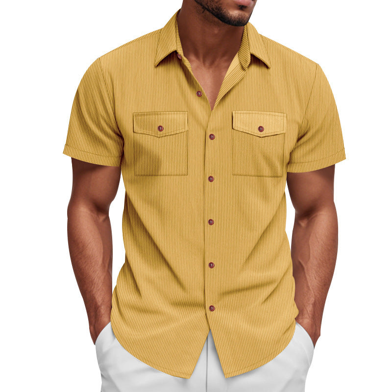 Chemise à manches courtes rayée pour hommes avec deux poches poitrine pratiques Chic und Stil