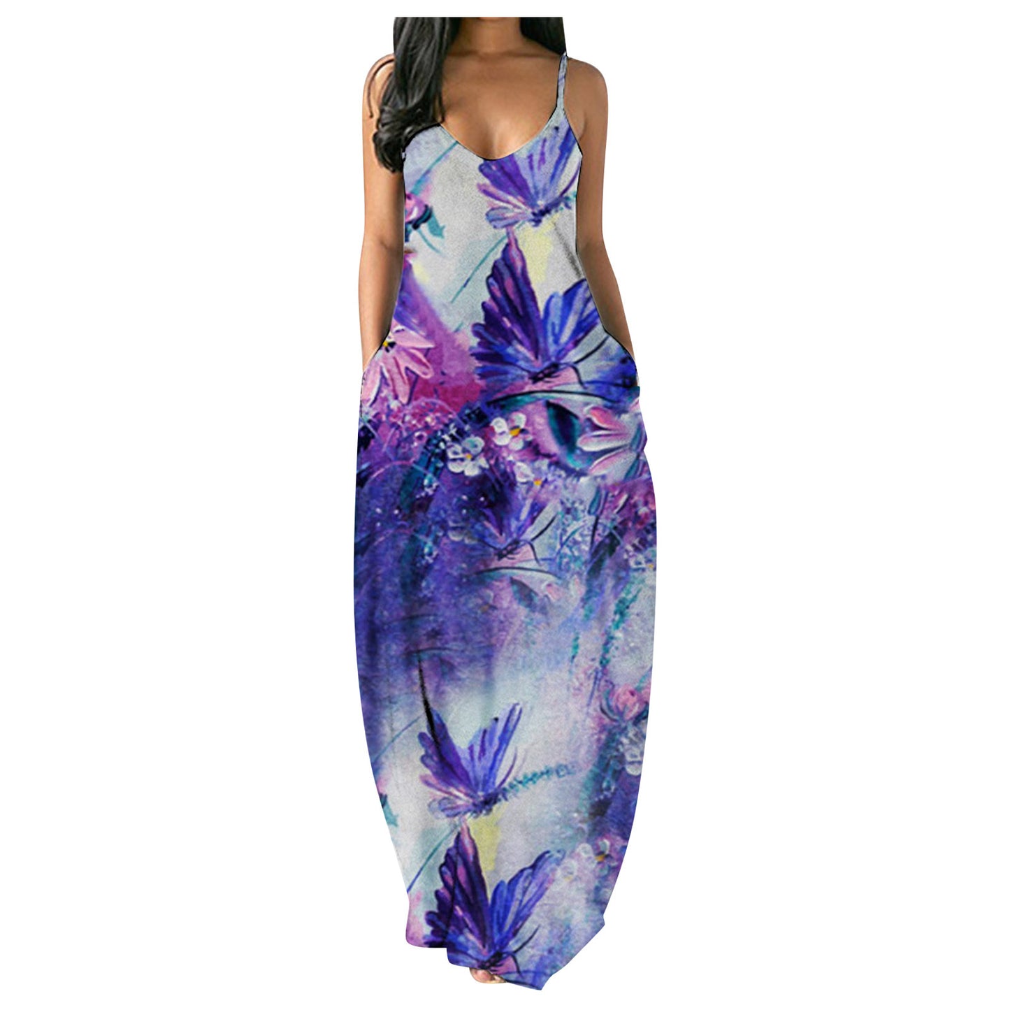 Robe maxi fleurie pour femme avec des bretelles réglables Chic und Stil