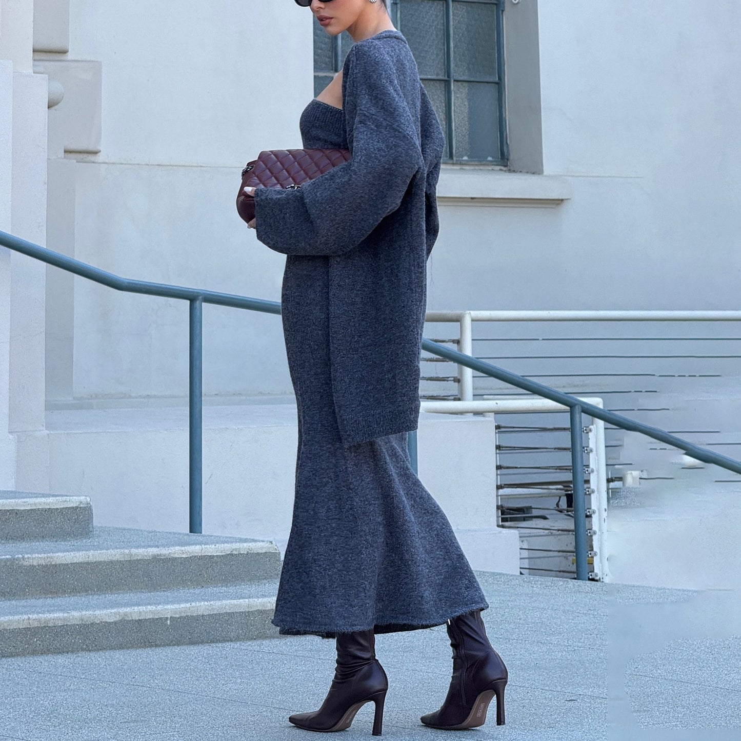 Robe en tricot pour femmes dans un ensemble élégant avec cardigan oversize Chic und Stil