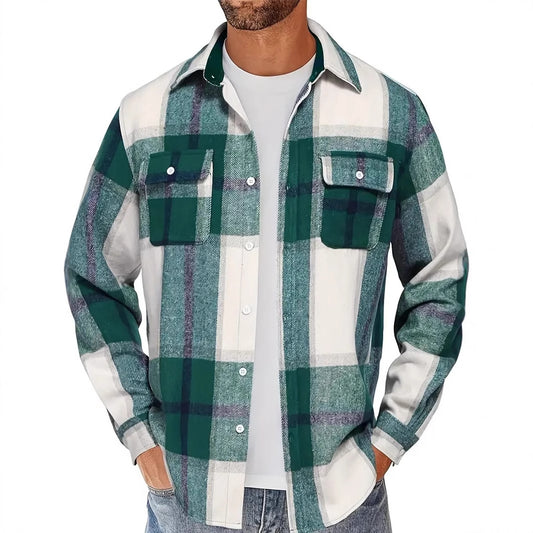 Chemise à carreaux en flanelle pour hommes avec poches poitrine doubles Chic und Stil