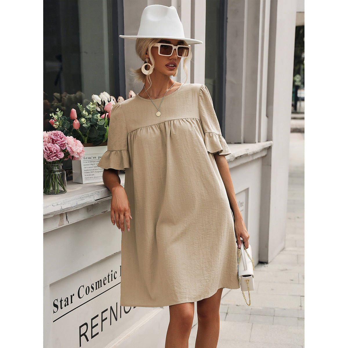 Robe babydoll décontractée pour femmes avec des détails en volants et un tissu doux Chic und Stil