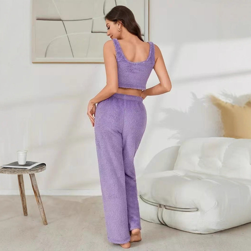 Dames Ensemble Lounge Douillet avec Veste et Pantalon Confortables Chic und Stil