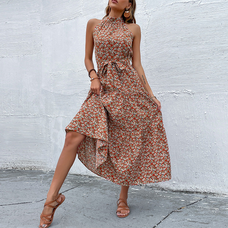 Robe maxi à col montant floral pour femmes Chic und Stil