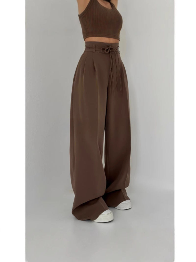 Pantalon chino ample pour femmes avec taille haute et cordon de serrage ajustable Chic und Stil