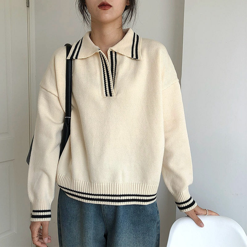 Pull décontracté féminin avec col classique et poignets élastiques Chic und Stil