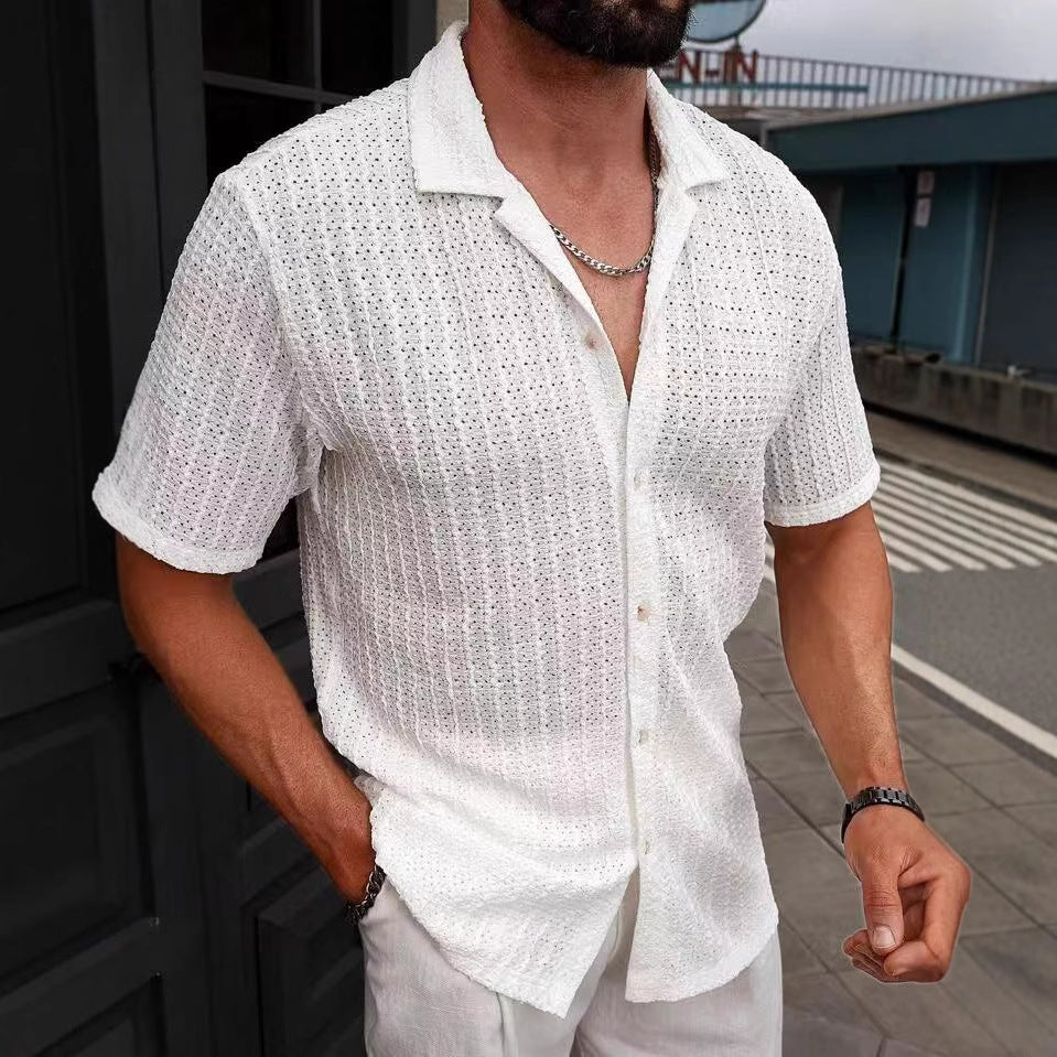 Chemise décontractée à manches courtes structurée pour hommes Chic und Stil