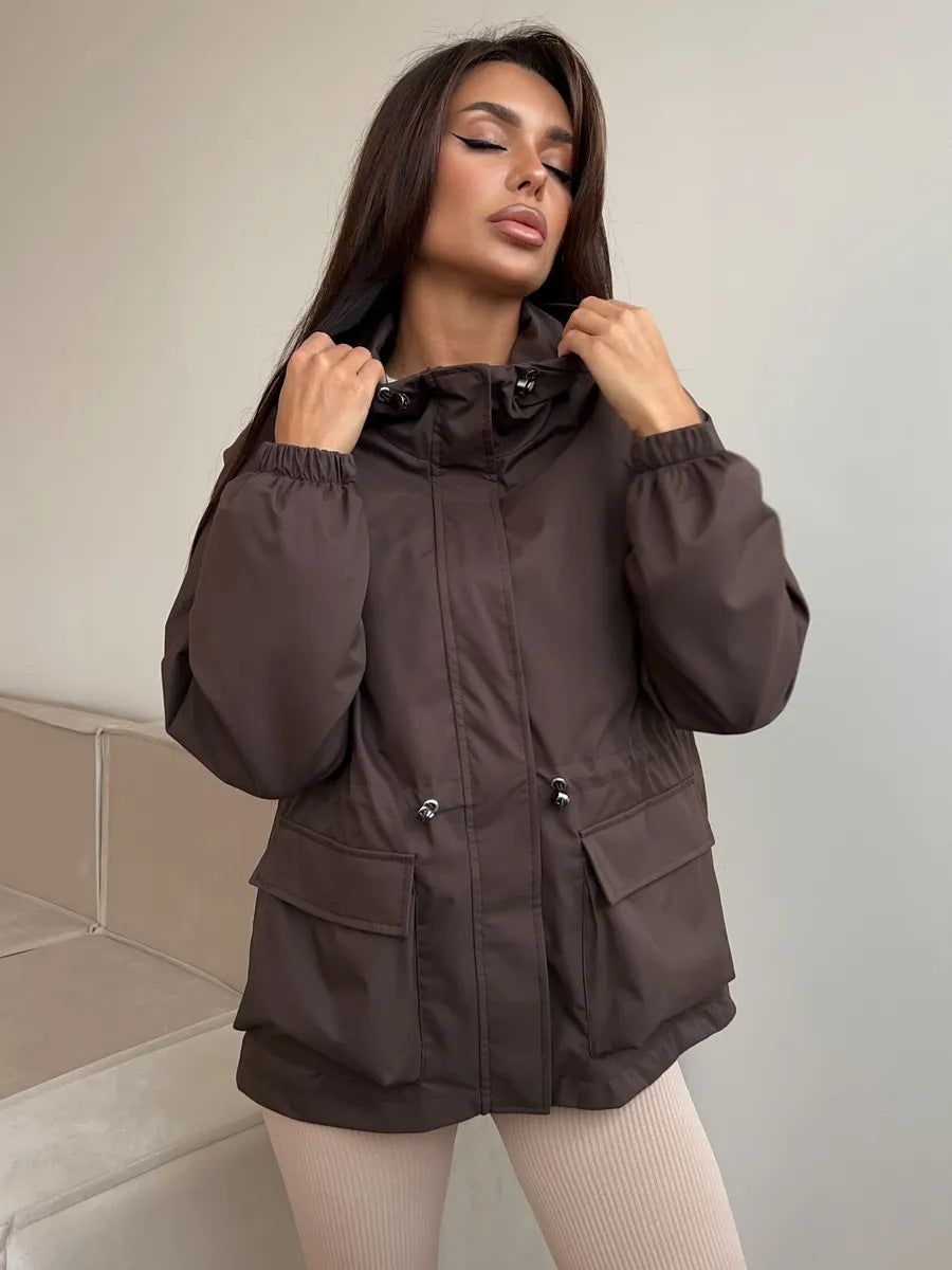 Functional windbreaker jacket for women with hood Chic and Style