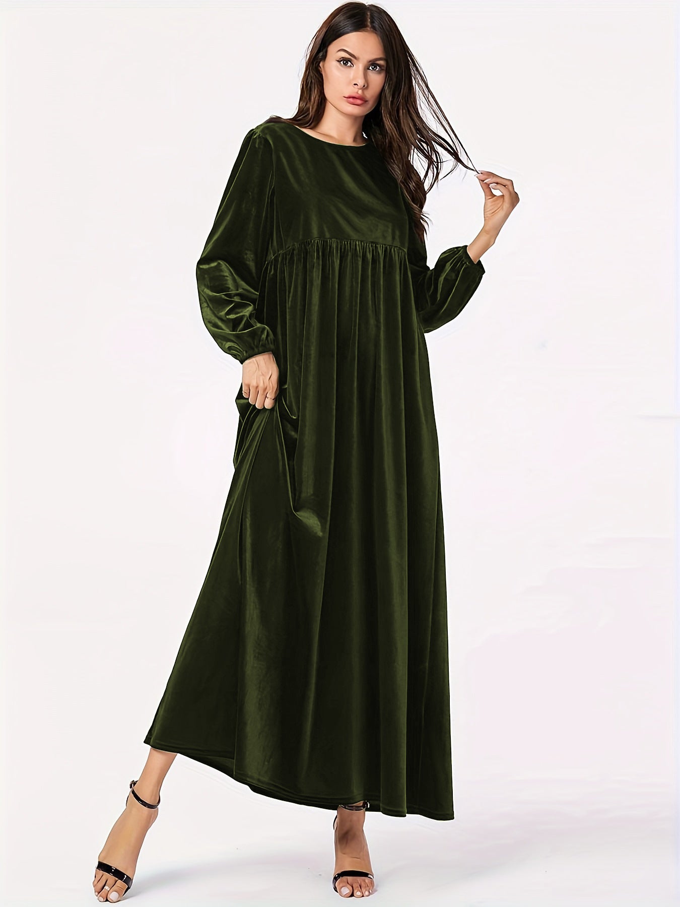 Robe maxi pour femmes en velours luxueux avec élégant drapé Chic und Stil