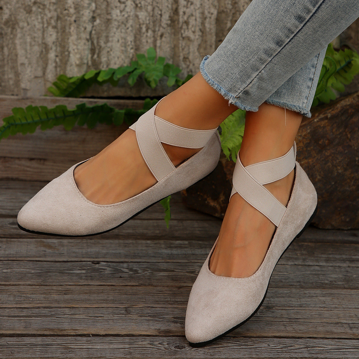 Ballerines plates en velours pour femmes Chic und Stil