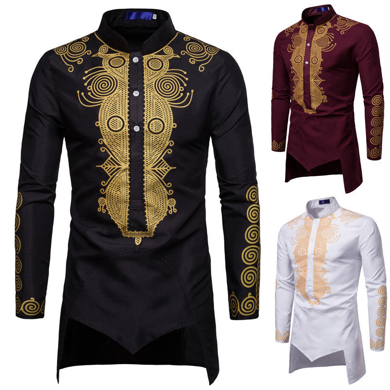 Chemise élégante à manches longues pour hommes avec un design ethnique innovant Chic und Stil