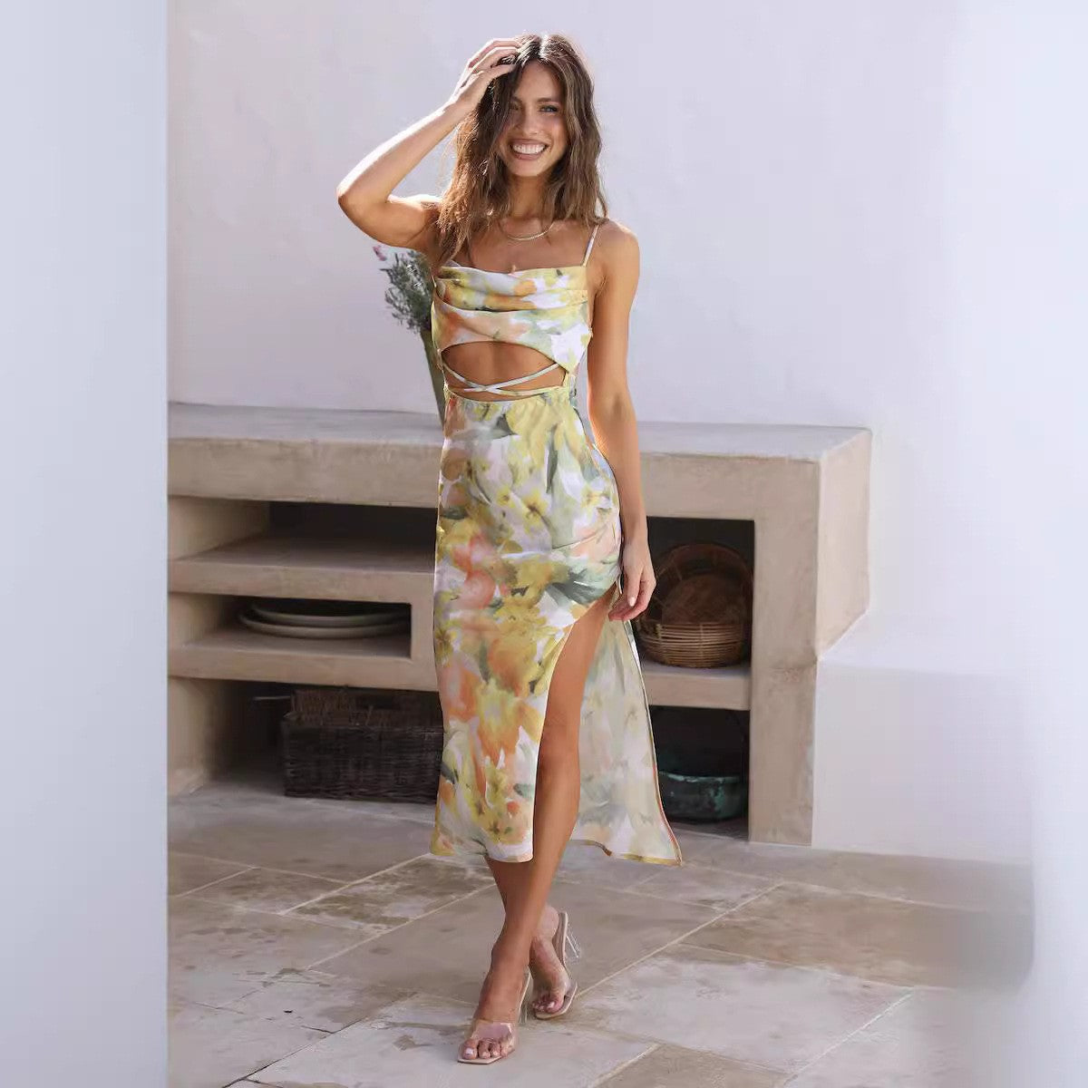 Chic and stylish floral cutout maxi dress for women