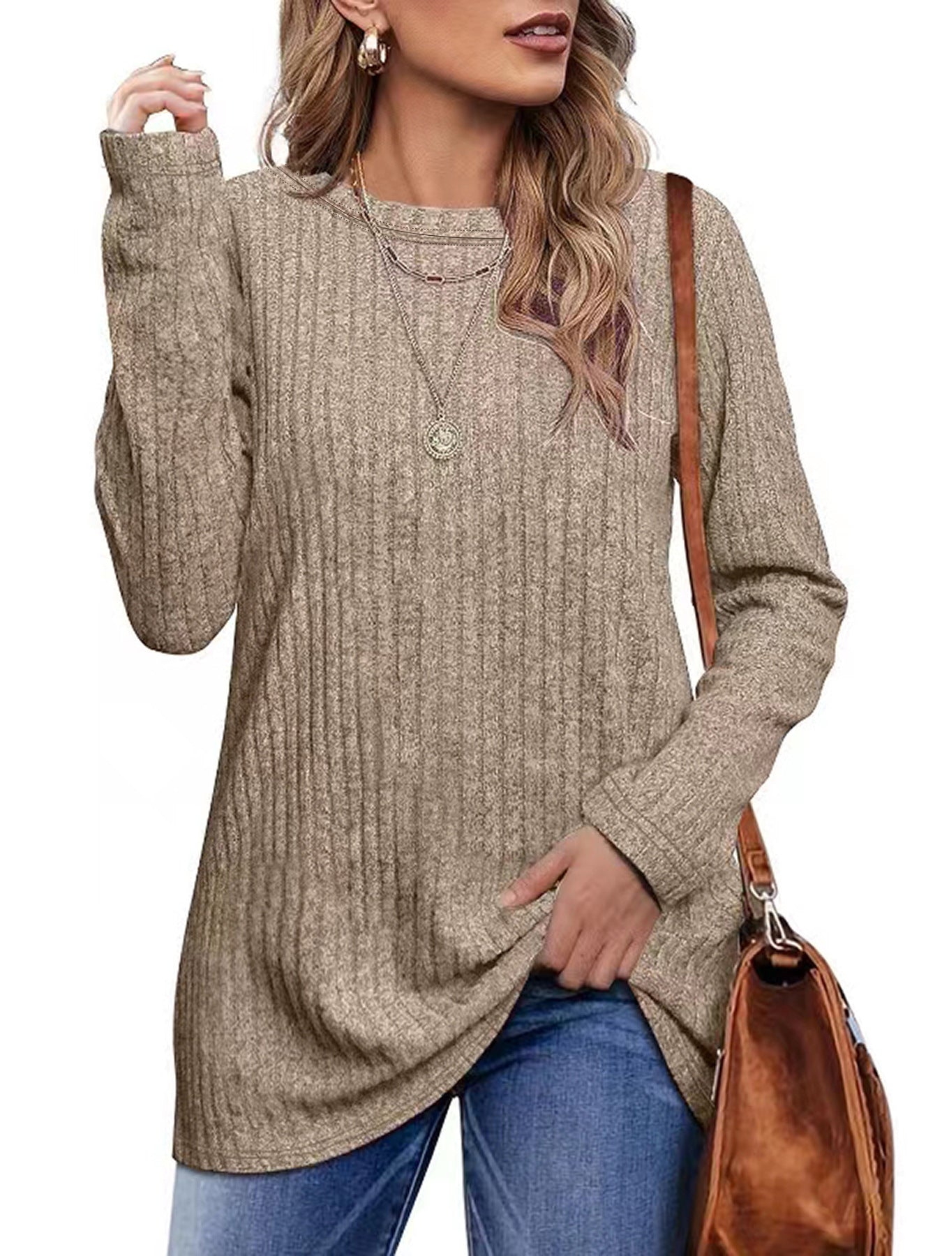 Chemise à manches longues décontractée pour femmes avec structure côtelée Chic und Stil