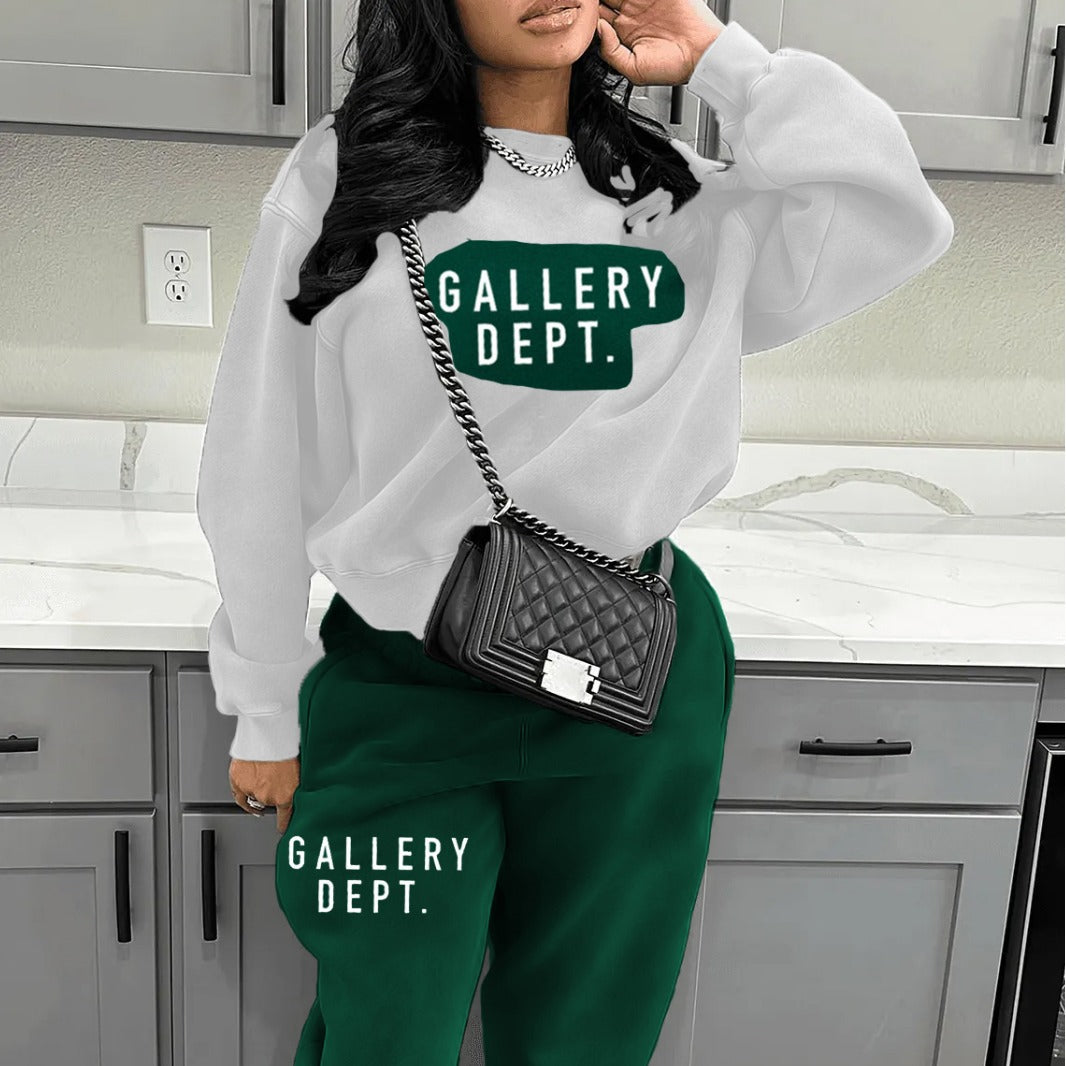 Women's Sweatshirt and Pants Set with a Chic Modern Graphic Design and Style