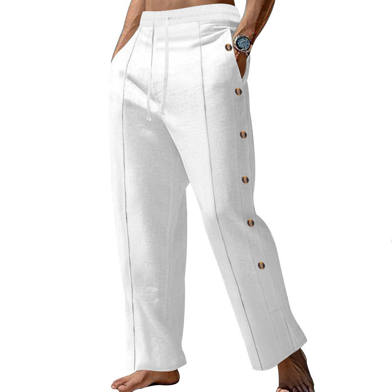 Pantalon d'été décontracté pour homme avec boutons latéraux et taille élastique Chic und Stil