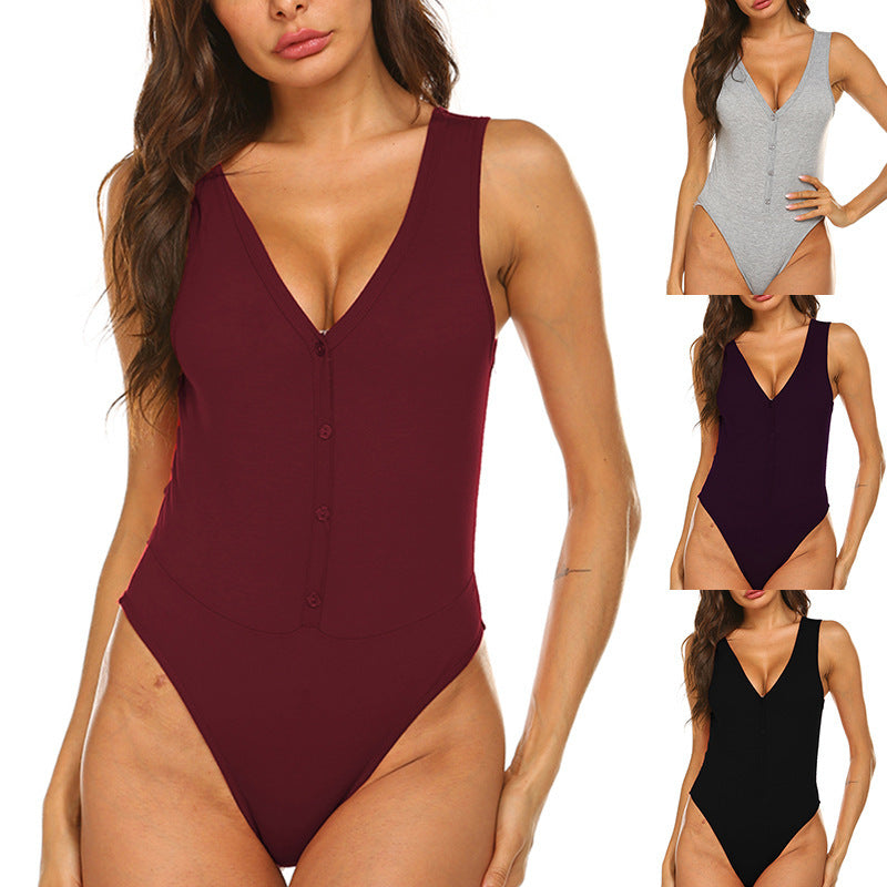 Body pour femmes avec décolleté en V profond et détails de boutons Chic und Stil
