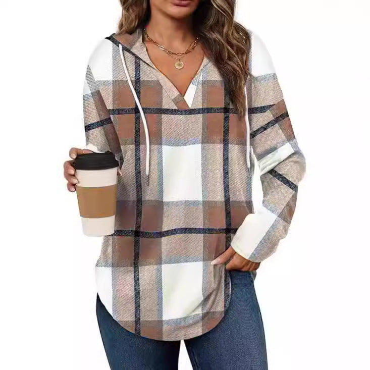 Chemise à carreaux décontractée pour femmes avec capuche Chic und Stil