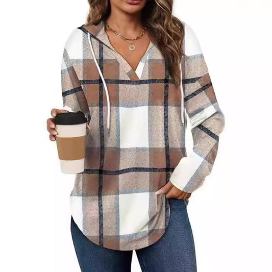 Chemise à carreaux décontractée pour femmes avec capuche Chic und Stil