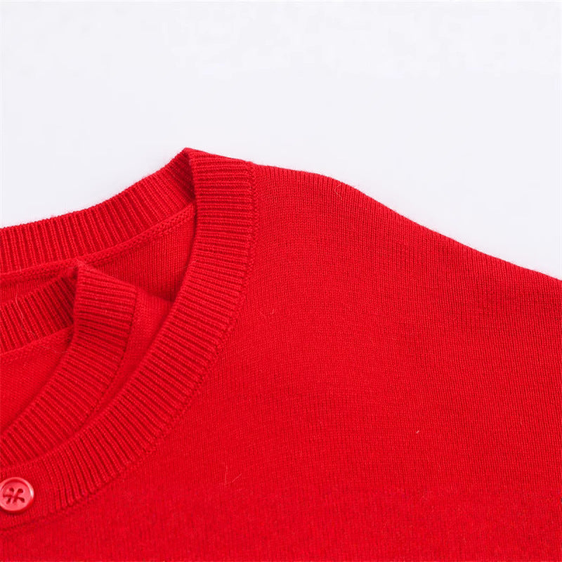 Pull en tricot court pour femmes avec détail de bouton et décolleté en V Chic und Stil