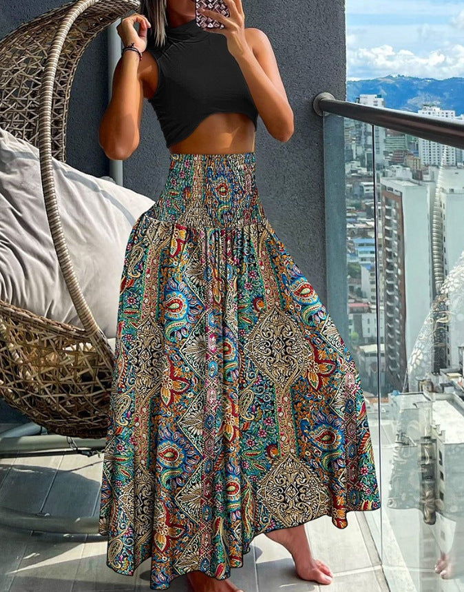 Jupe maxi boho pour femme avec taille élastique Chic und Stil
