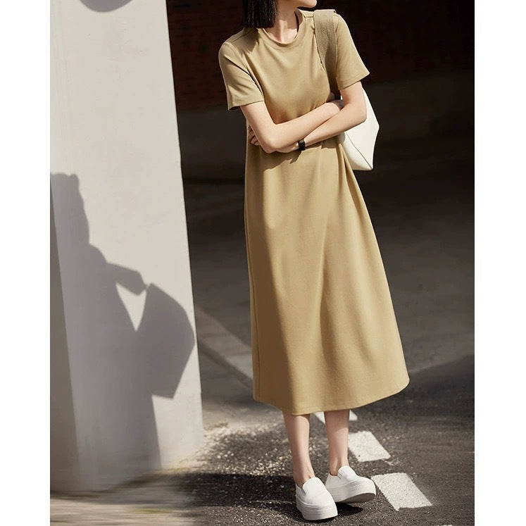 Robe midi décontractée à manches courtes pour femmes Chic und Stil