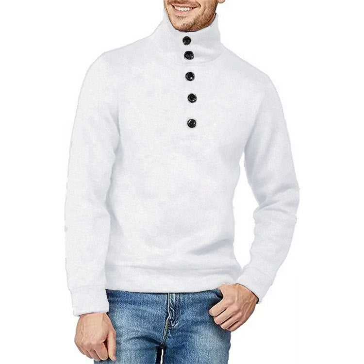 Hommes Pull de haute qualité avec col montant et détail de bouton Chic und Stil