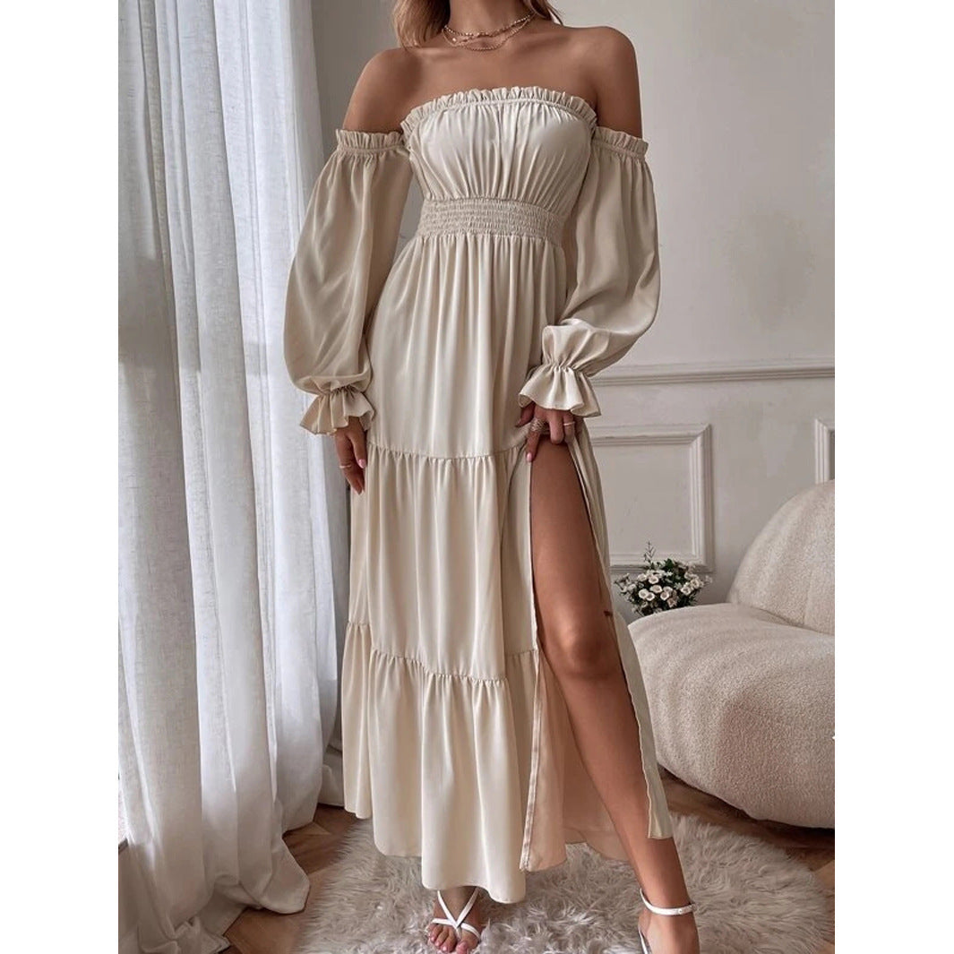 Robe maxi pour femmes avec un design sans épaules et des couches Chic und Stil