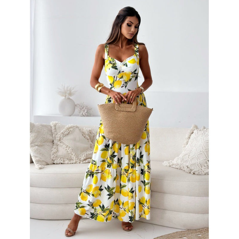 Robe maxi fendue à imprimé floral Chic und Stil pour femmes