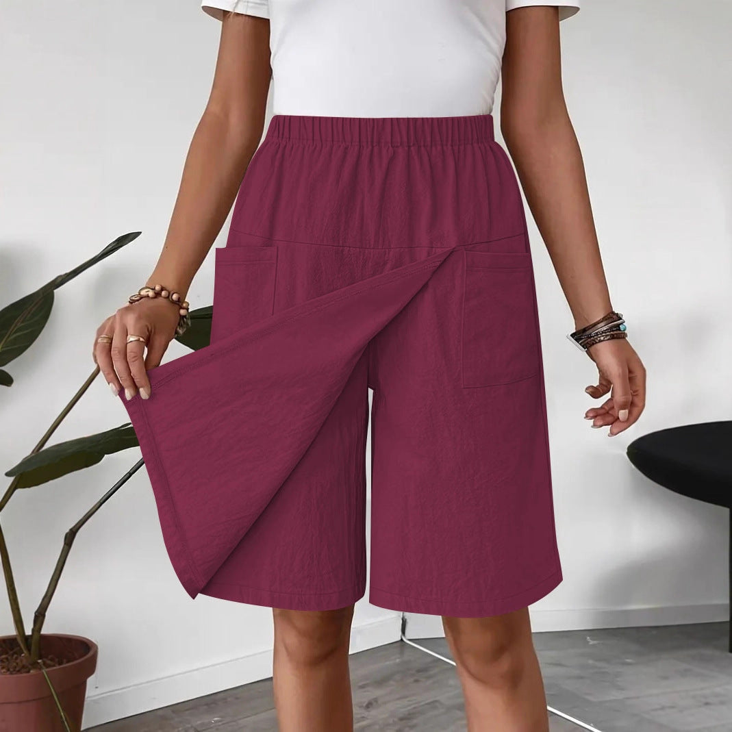 Jupe portefeuille mi-longue pour femmes avec taille élastique et poches pratiques Chic und Stil