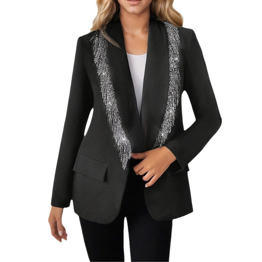 Dames élégant blazer avec garniture à franges scintillantes Chic und Stil