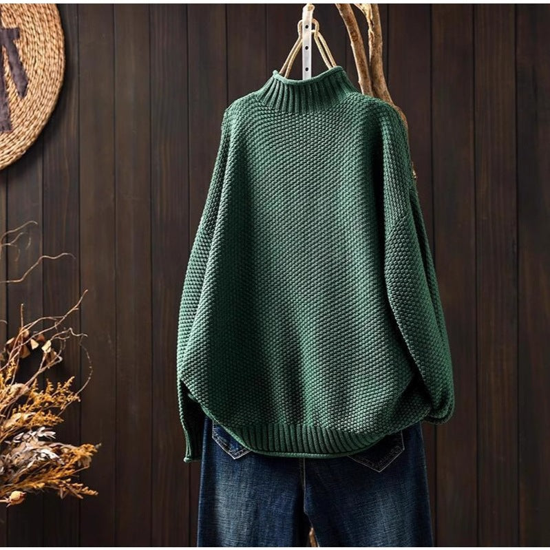 Pull en tricot oversized pour femmes avec col montant Chic und Stil