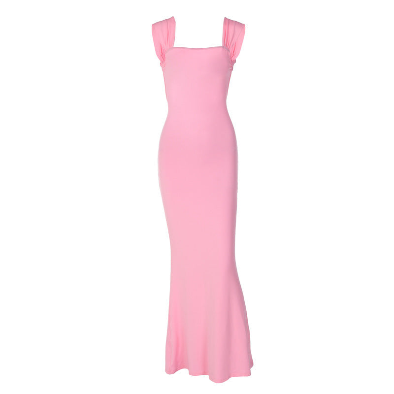 Robe maxi à manches longues pour femmes avec un design sans épaules et des détails de volants Chic und Stil