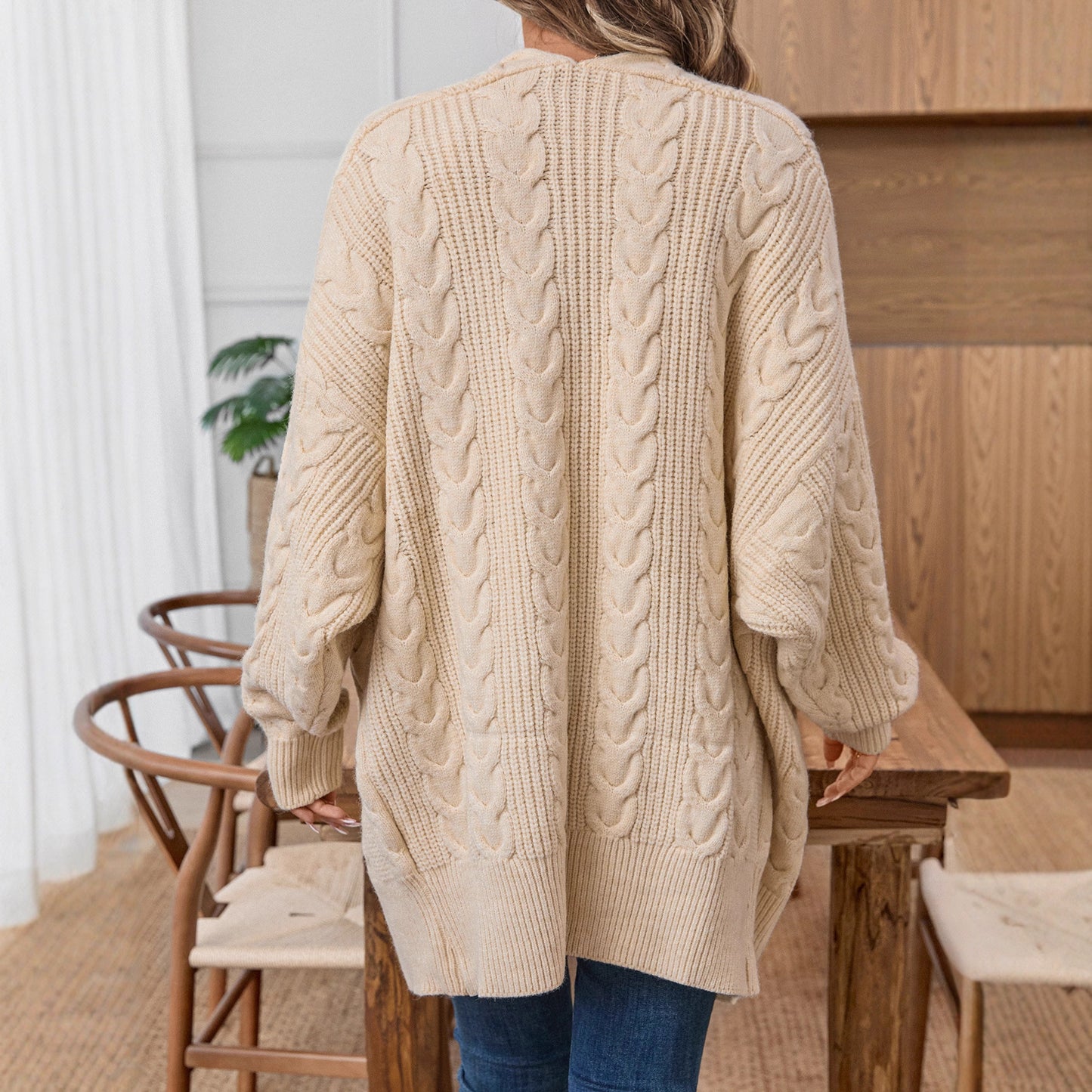 Veste en tricot pour femmes avec motif torsadé créatif et coupe décontractée Chic und Stil