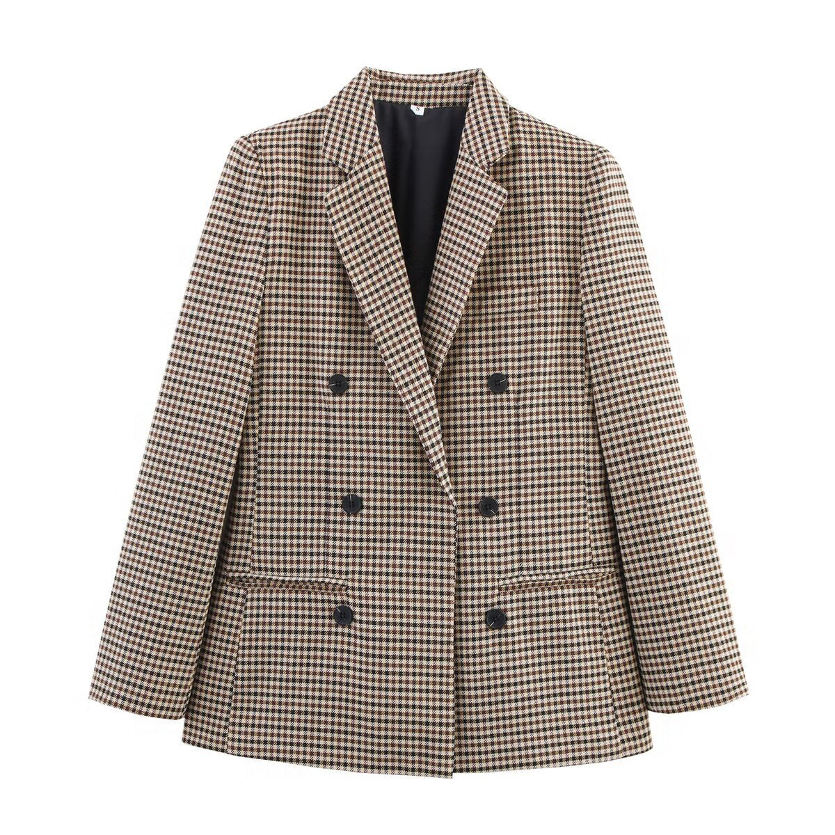 Blazer à carreaux pour femmes avec double boutonnière et tissu structuré Chic und Stil